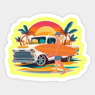 summer time at sea beach for surfing Sticker